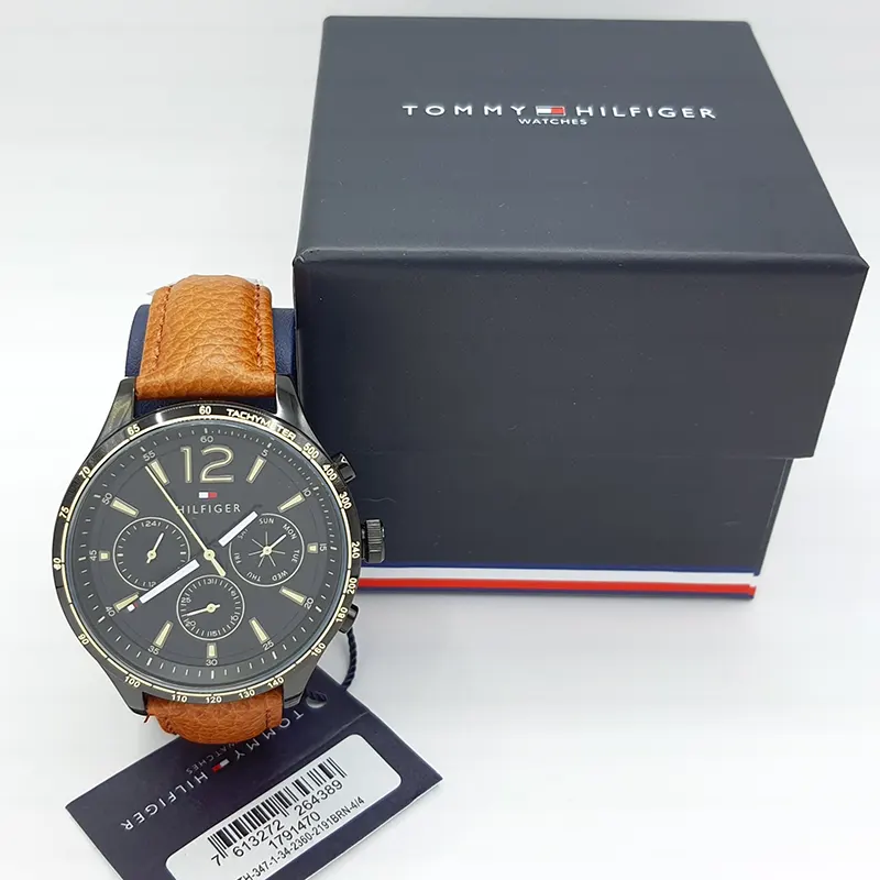 Tommy Hilfiger Gavin Black Dial Leather Men's Watch- 1791470